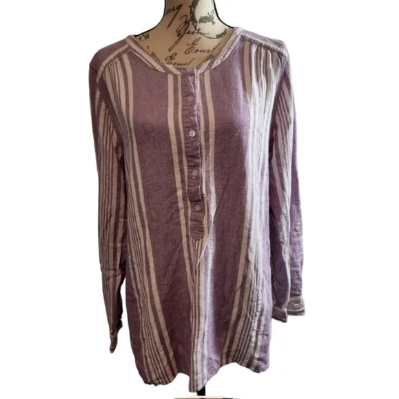 Denim & Co Striped Yarn Dyed Woven Shirt - Picture 1 of 11